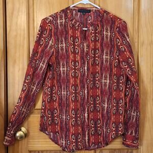 Sanctuary Shirt Women Small Anthropologie Paisley Pullover Classic Office Preppy
